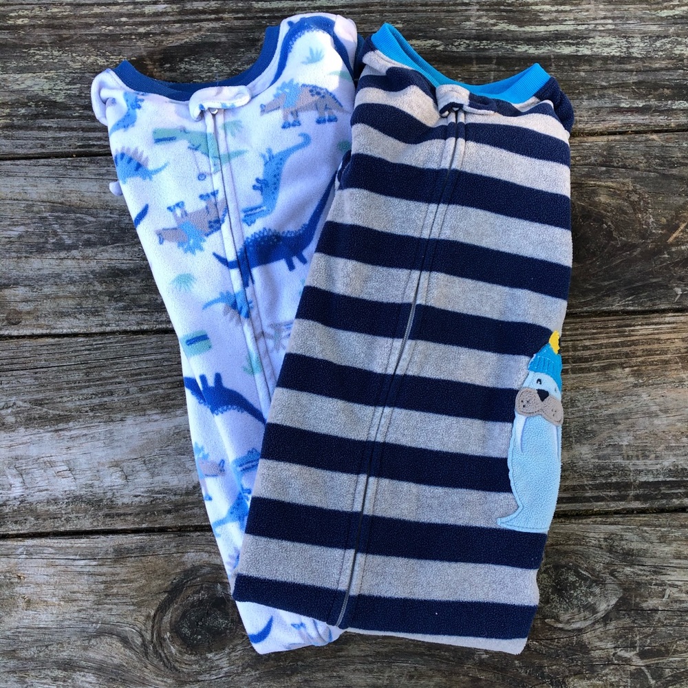 Lot of 2 Carters 3T Fleece Footie Pajamas